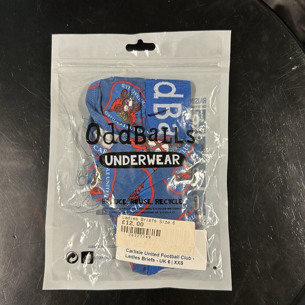 Oddballs Underwear Ladies Briefs UK 6 XXS Carlisle United Football Club NWT